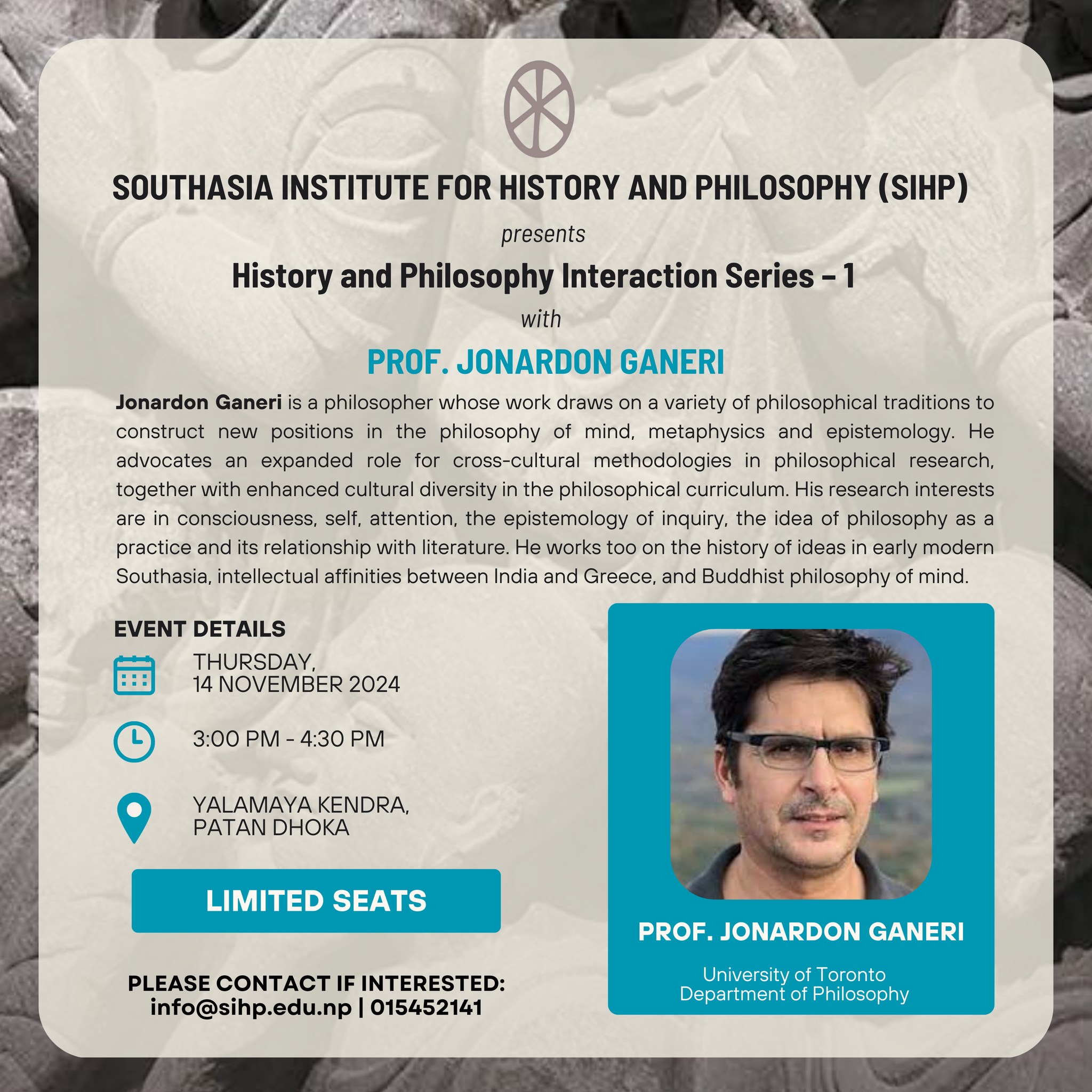 History and Philosophy Interaction Series: Prof. Jonardon Ganeri
